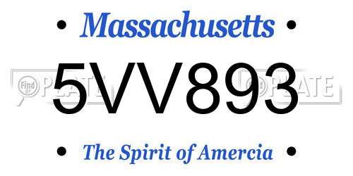 5VV893 Massachusetts License Plate