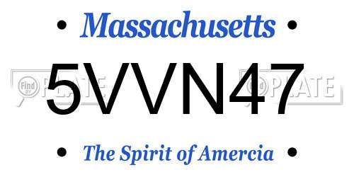 5VVN47 Massachusetts License Plate