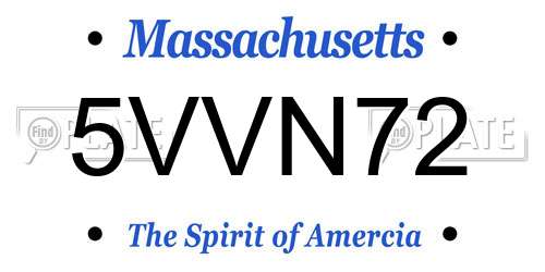 5VVN72 Massachusetts License Plate