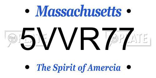 5VVR77 Massachusetts License Plate