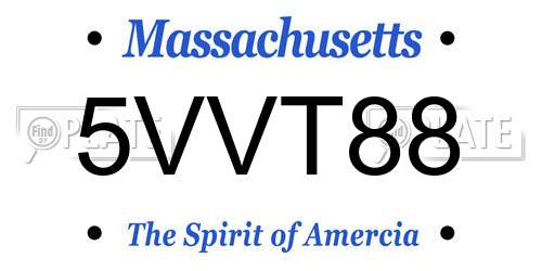 5VVT88 Massachusetts License Plate