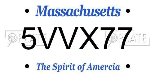 5VVX77 Massachusetts License Plate