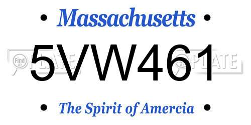 5VW461 Massachusetts License Plate
