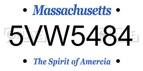 5VW5484 Massachusetts License Plate
