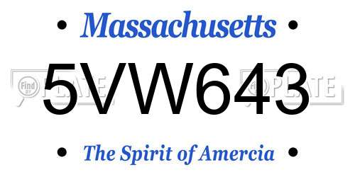 5VW643 Massachusetts License Plate