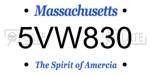 5VW830 Massachusetts License Plate