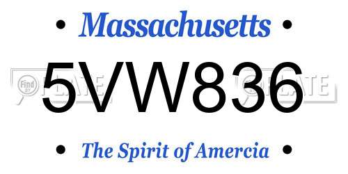 5VW836 Massachusetts License Plate