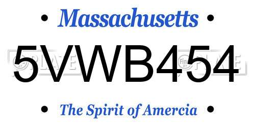 5VWB454 Massachusetts License Plate
