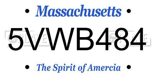 5VWB484 Massachusetts License Plate