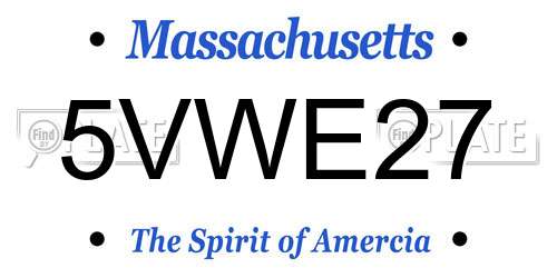 5VWE27 Massachusetts License Plate