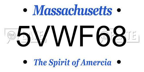 5VWF68 Massachusetts License Plate