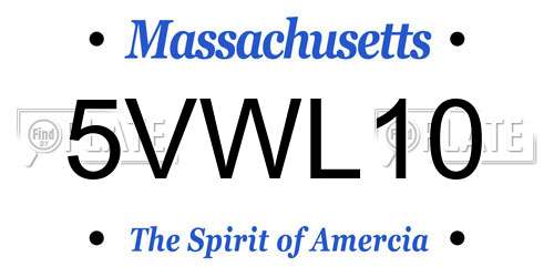 5VWL10 Massachusetts License Plate