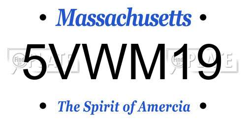 5VWM19 Massachusetts License Plate