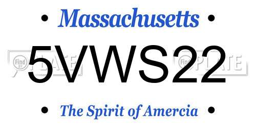 5VWS22 Massachusetts License Plate