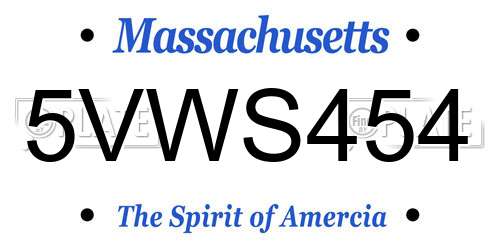 5VWS454 Massachusetts License Plate