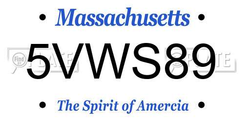 5VWS89 Massachusetts License Plate