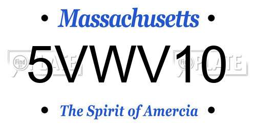 5VWV10 Massachusetts License Plate