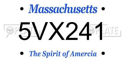 5VX241 Massachusetts License Plate