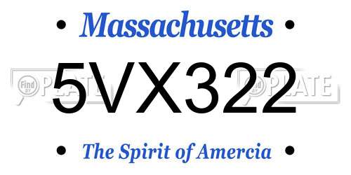 5VX322 Massachusetts License Plate