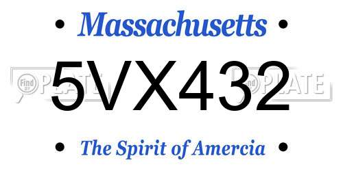 5VX432 Massachusetts License Plate