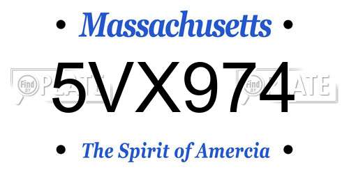 5VX974 Massachusetts License Plate