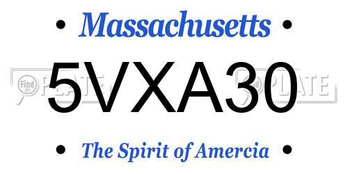5VXA30 Massachusetts License Plate