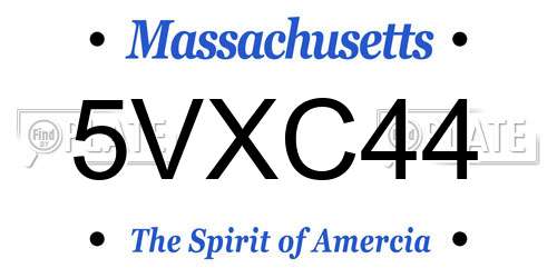 5VXC44 Massachusetts License Plate