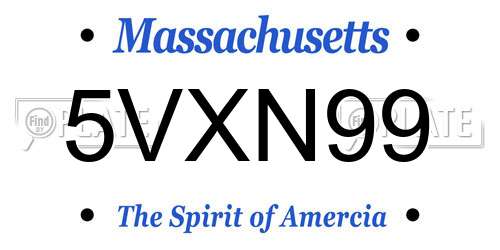 5VXN99 Massachusetts License Plate