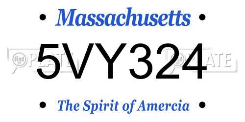 5VY324 Massachusetts License Plate