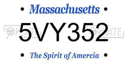 5VY352 Massachusetts License Plate