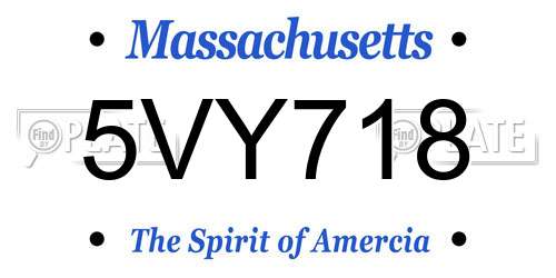 5VY718 Massachusetts License Plate