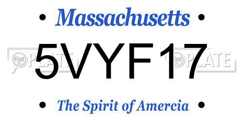 5VYF17 Massachusetts License Plate