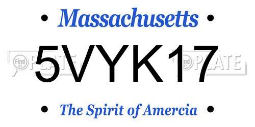 5VYK17 Massachusetts License Plate