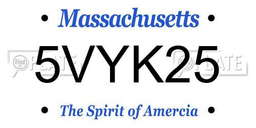 5VYK25 Massachusetts License Plate