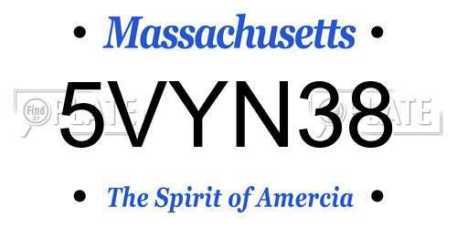 5VYN38 Massachusetts License Plate