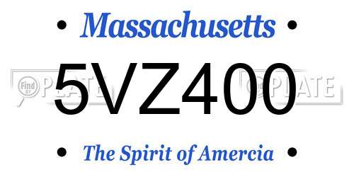 5VZ400 Massachusetts License Plate