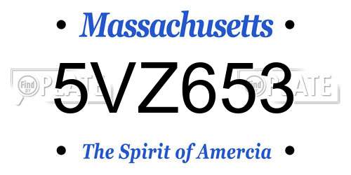 5VZ653 Massachusetts License Plate