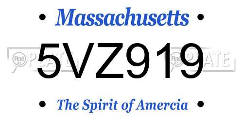 5VZ919 Massachusetts License Plate