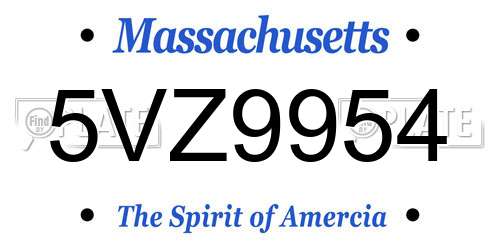 5VZ9954 Massachusetts License Plate