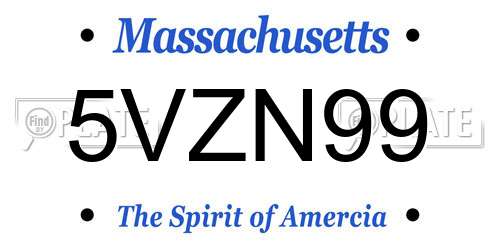 5VZN99 Massachusetts License Plate