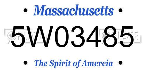 5W03485 Massachusetts License Plate