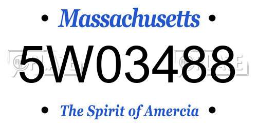 5W03488 Massachusetts License Plate