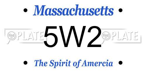 5W2 Massachusetts License Plate
