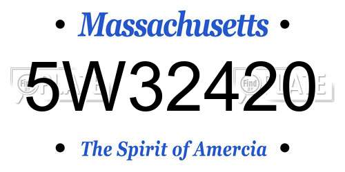 5W32420 Massachusetts License Plate