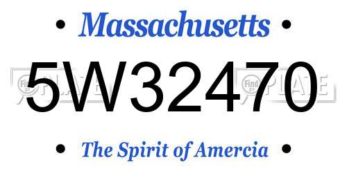 5W32470 Massachusetts License Plate