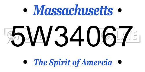 5W34067 Massachusetts License Plate