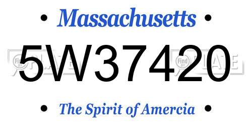 5W37420 Massachusetts License Plate