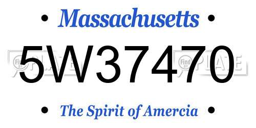 5W37470 Massachusetts License Plate