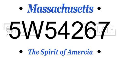 5W54267 Massachusetts License Plate