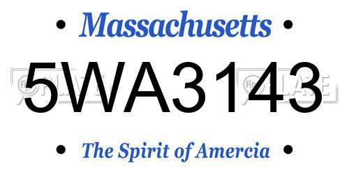 5WA3143 Massachusetts License Plate